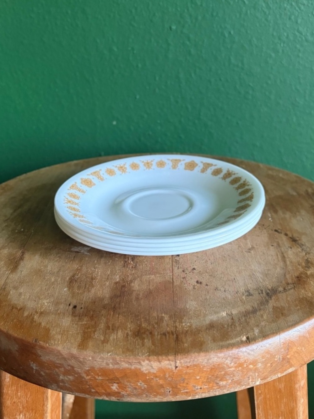 Vintage Corelle Tea Saucers by Corning NY USA in Butterfly Gold pattern set of 4